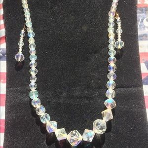 Vintage crystal necklace with earrings